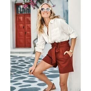 Boden St Ives Paper Bag Shorts in Brick Red Sz 6